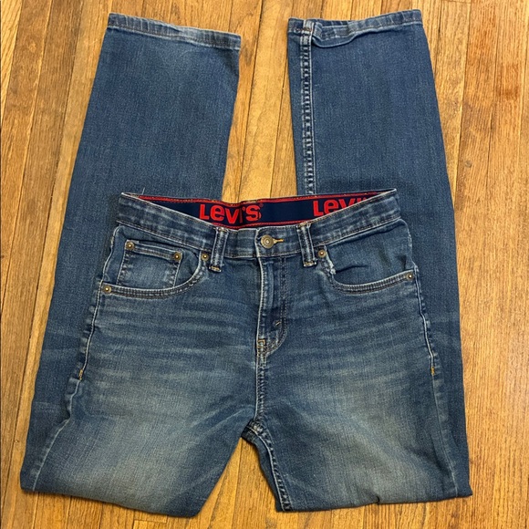 Levi's Other - Girls Levis Blue Straight-Leg Denim Jeans with Red Logo Waistband Size 16